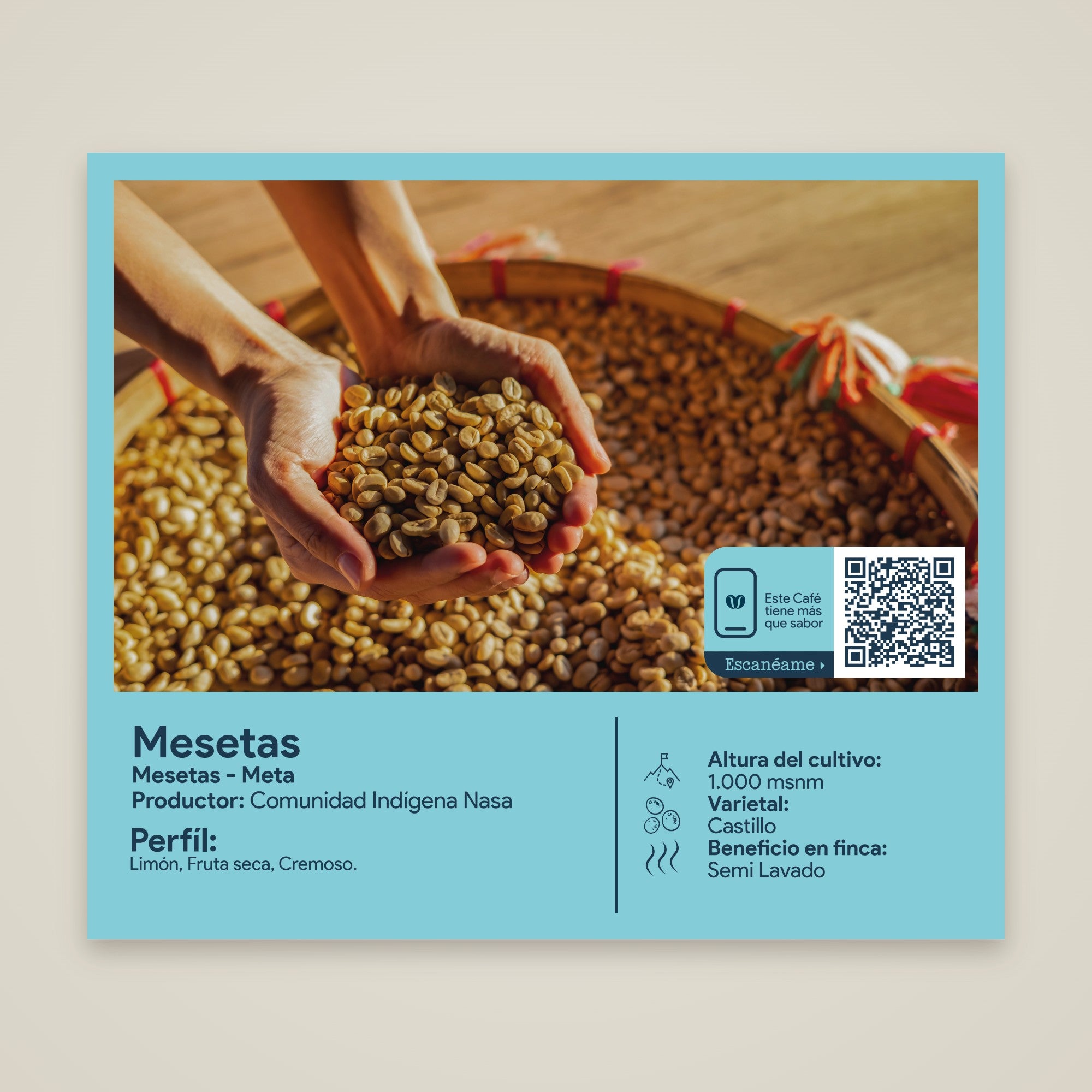 Etiqueta del café Mesetas: origen, productor y perfil