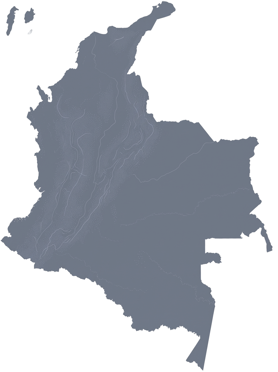 Mapa de Colombia con las regiones cafeteras de donde vienen nuestros cafés