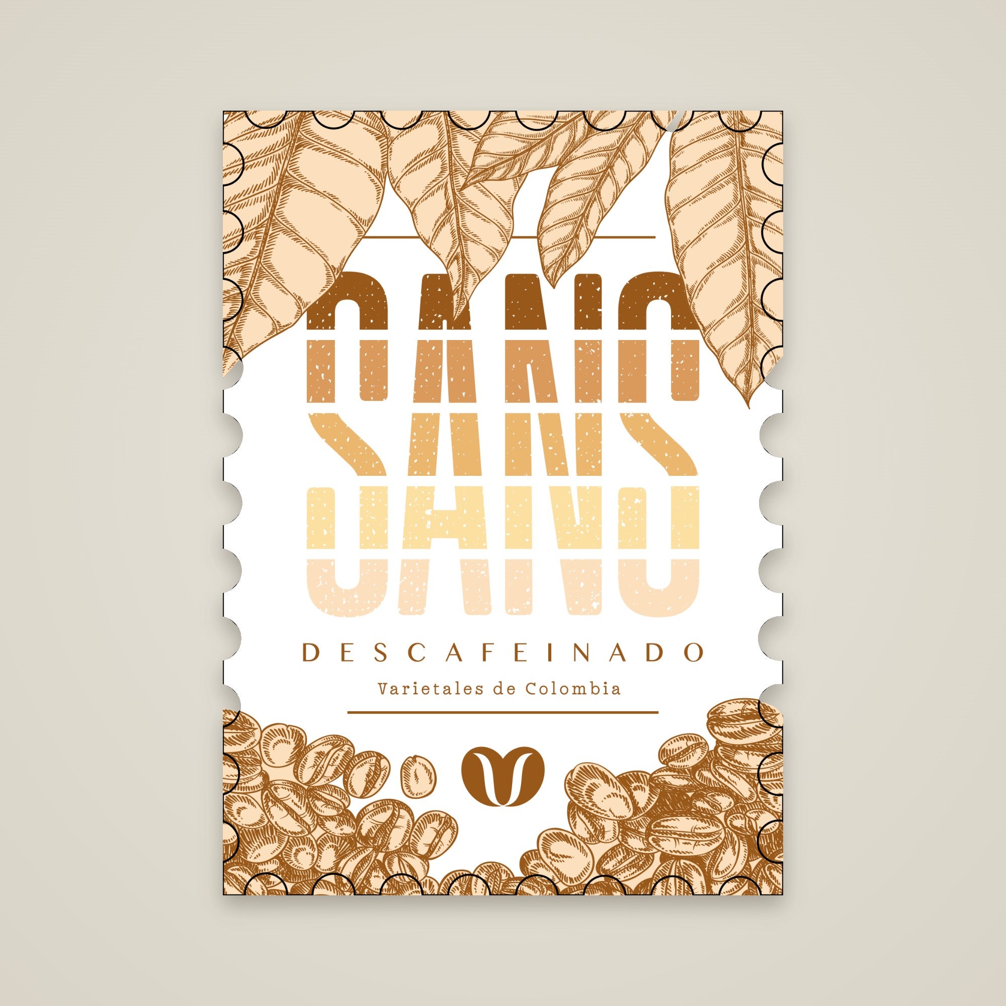 Estampilla del café Sans Descafeinado